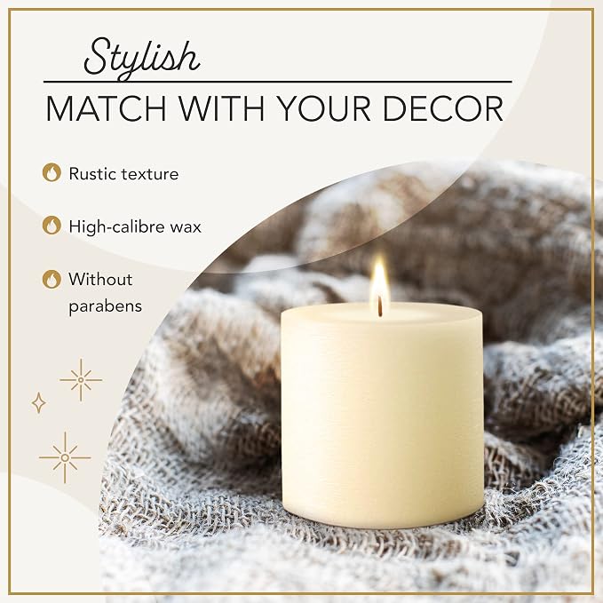 Melt Candle Ivory Pillar Candles, 3 Pack, 3 x 3 Inch | Up to 55-hour burn - Image 8