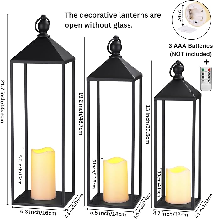 Perfnique Decorative Lanterns for Indoor & Outdoor, Farmhouse Modern Decor for - Image 3