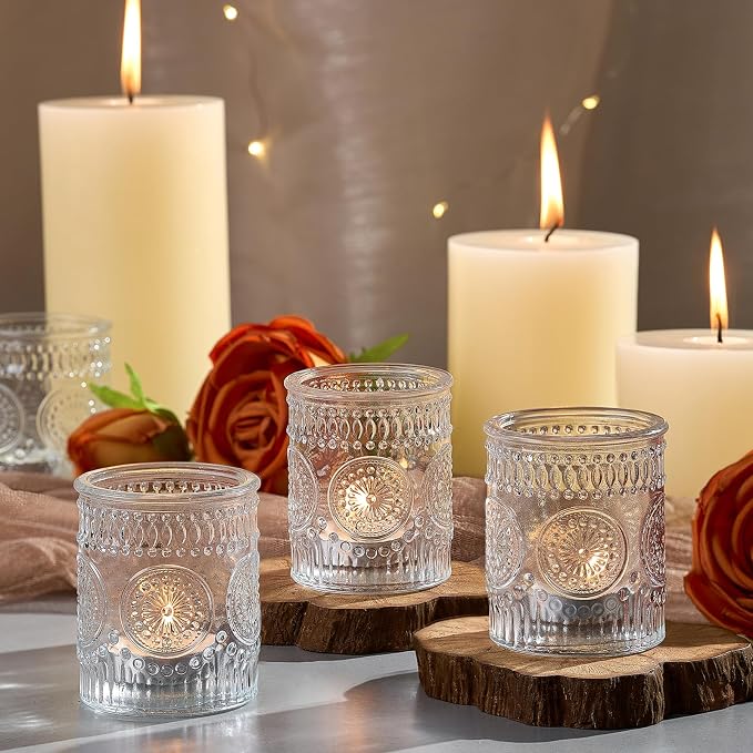 30 Pack Clear Glass Votive Candle Holders, Vintage Candle Holder Bulk, Tealight - Image 2