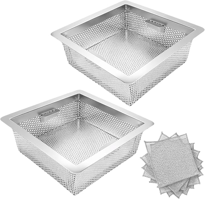 1 Pack 8.5x8.5in Stainless Steel Commercial Drain Strainer Basket by Unknown