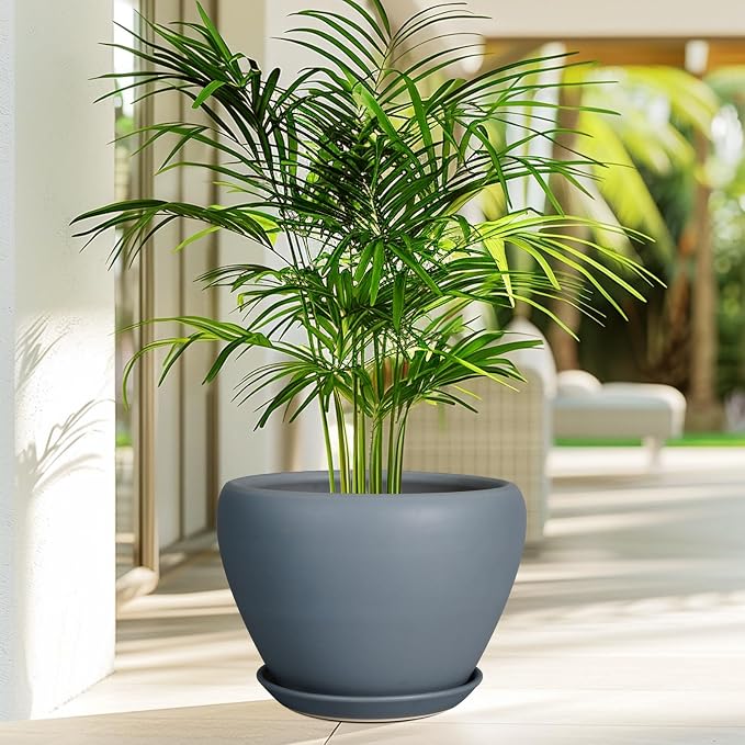 Ceramicfor 10 Inch Plant Pot, Ceramic Planter, Matte Gray | Planter - Image 4