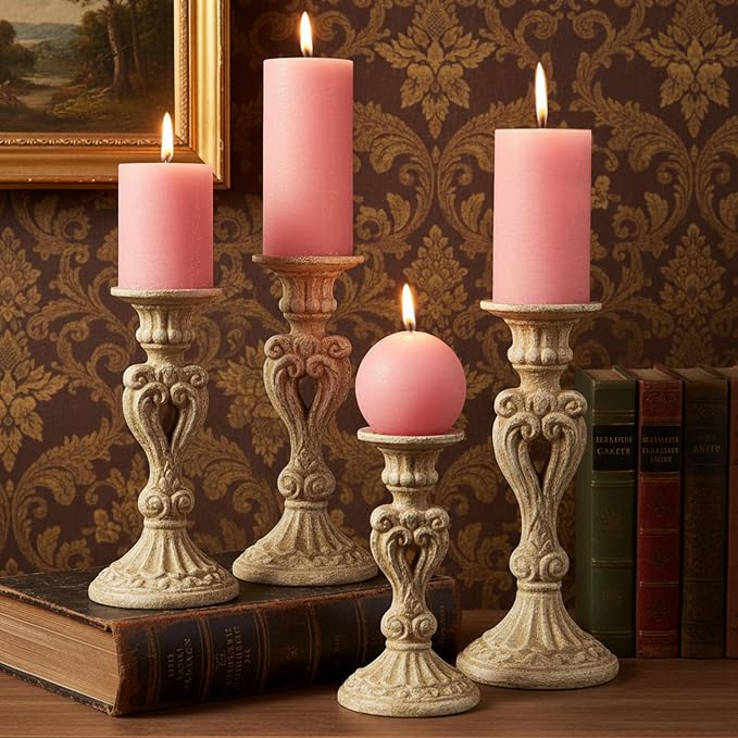 Pink Textured Pillar Candles Set - Image 6