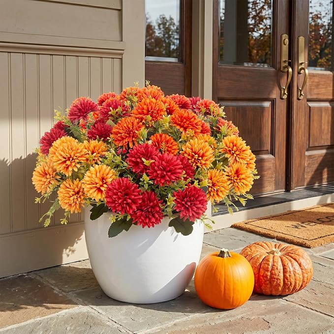 12 Pcs Artificial Mums Flowers for Outdoor, UV Resistant Fake fall - Image 5