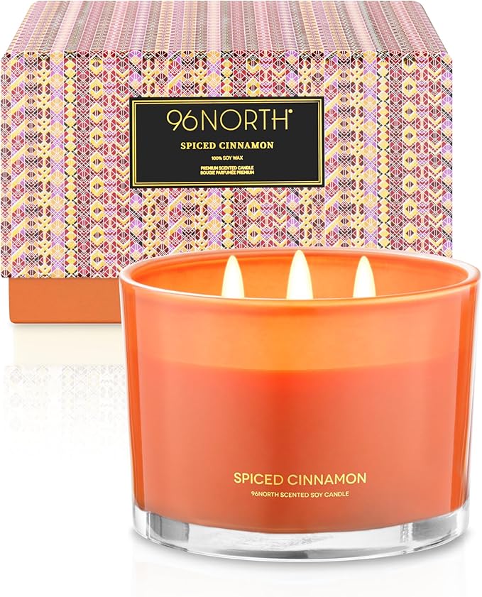 Luxury Spiced Cinnamon Candle | Large 3 Wick Jar Candle | Up to 40 Hours by 96NORTH%C2%AE