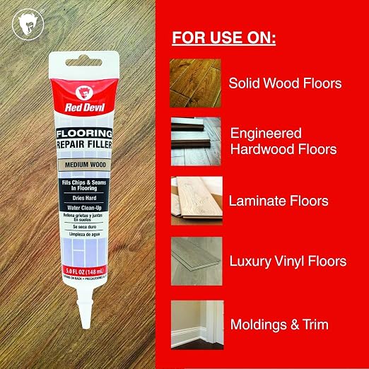 Red Devil 056025 Flooring Repair Filler, 5 oz., Medium Wood, 4 Pack - Image 3