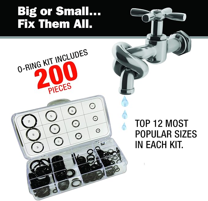 Danco Rubber O-Ring Kit, 200-Pieces, 12 Size Assortment, - Image 5