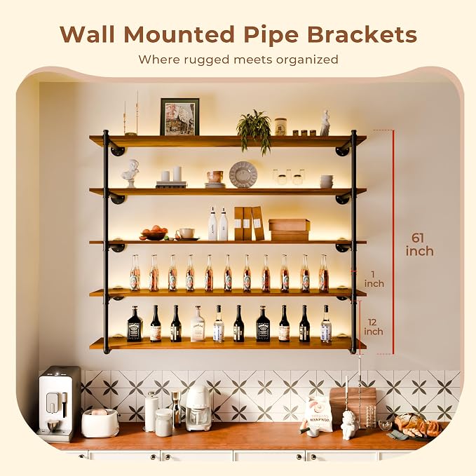 Industrial Wall Mount Pipe Shelf Brackets, Open Bookshelf Brackets - Image 2