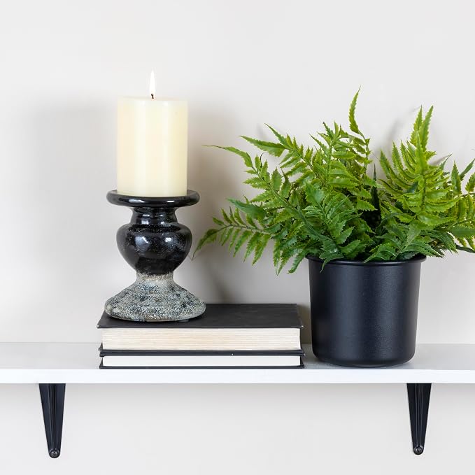 Creative Co-Op 2-Tone Sculptural Terracotta Pillar Candle Holder, Distressed - Image 3