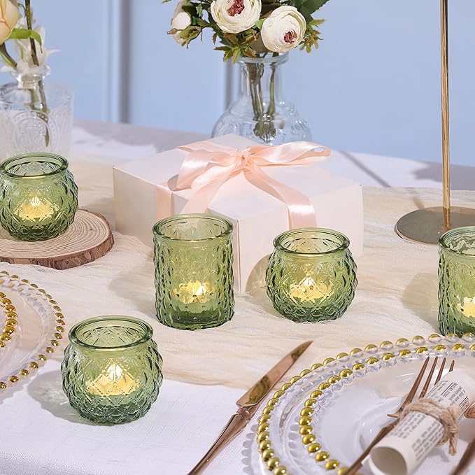 NITIME 12Pcs Assorted Green Votive Candle Holders, Tea Lights Candle Holder - Image 6