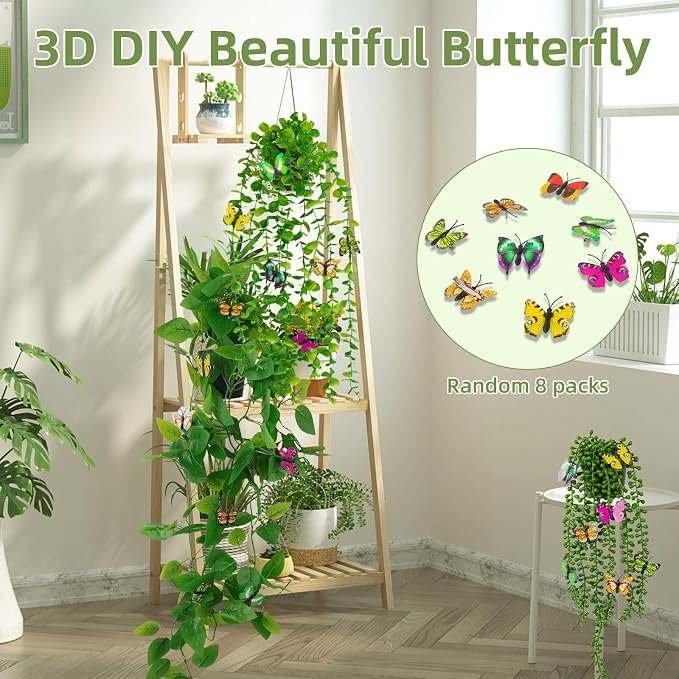 Fake Plants 4 Pack Artificial Hanging Plants Fake Potted Greenery | Faux - Image 3