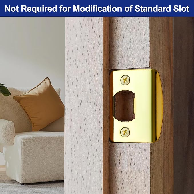 Standard Door Strike Plates 4PCS, 2-1/4" x 1-3/4", Polished Brass | Edge - Image 5