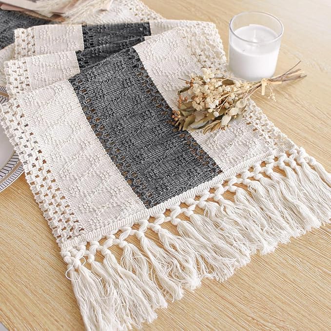 Farmhouse Table Runner for Home Decor 12x108 Grey Fall Home Decor | 108Inches by FEXIA