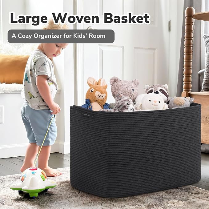 Goodpick 105L Extra Large Woven Rope Blanket Basket, Pillows & Clothes - Image 2