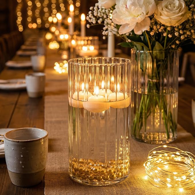 12pcs Stripe Glass Cylinder Vases - Image 4