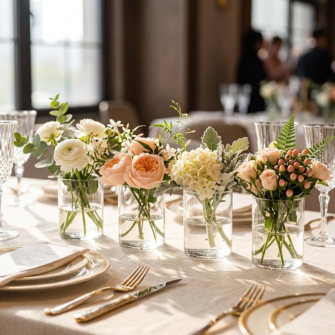 24 Pcs 4 Inch Tall Glass Vases Bulk Clear Cylinder Flower Vases Bulk Wedding - Image 4