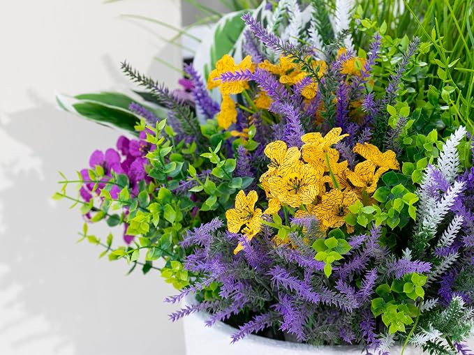 25PCS Artificial Plants Outdoor, Faux Lavender Flower Greenery Stem Outside | - Image 7