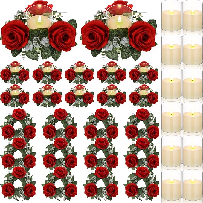Yunlly 12 Pcs Rose Candle Rings by Yunlly
