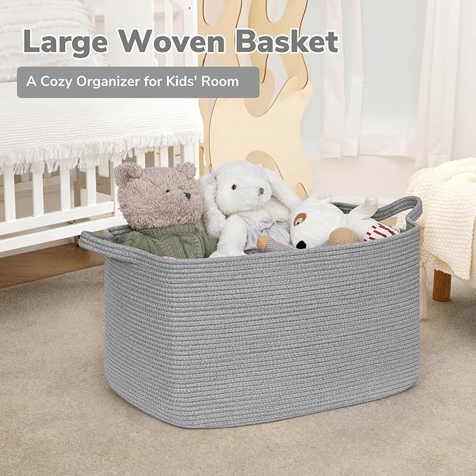 Goodpick Large Woven Rope Blanket Basket, 75L | 21.6'' x 14.9'' x 11.8'' - Image 2