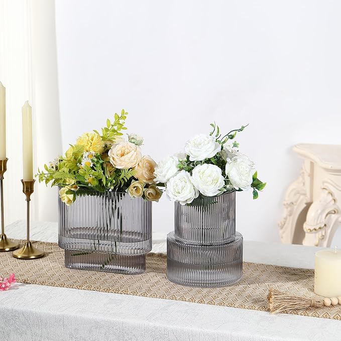 Black Glass Vases, Modern Glass Vase - Image 2