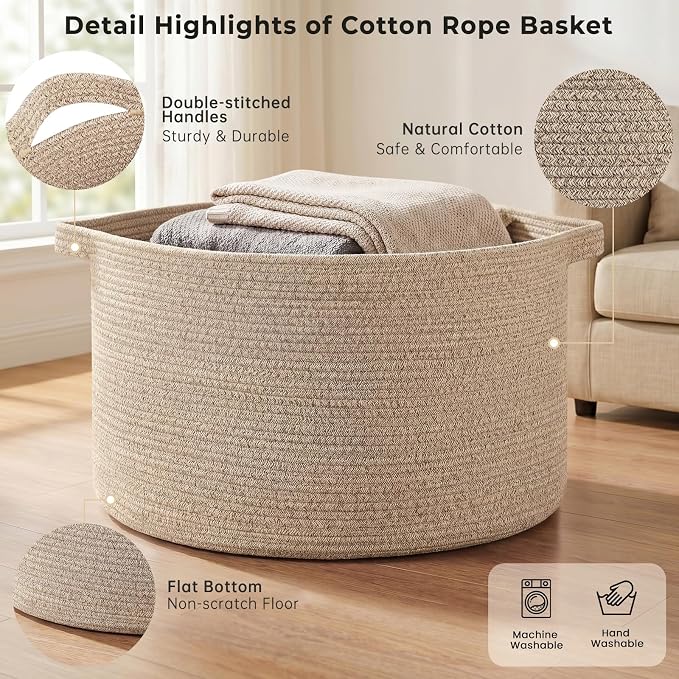 OIAHOMY 90L Extra Large Blanket Basket - Image 4