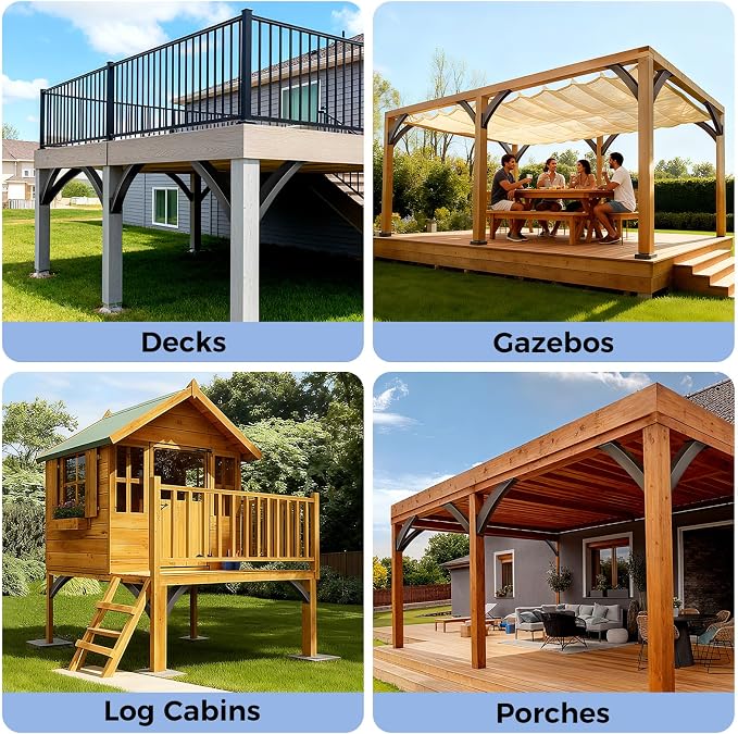 Heavy Duty Arc 45 Degree Angle Bracket, Wood Pergola Bracket Kit-4 Pcs - Image 6
