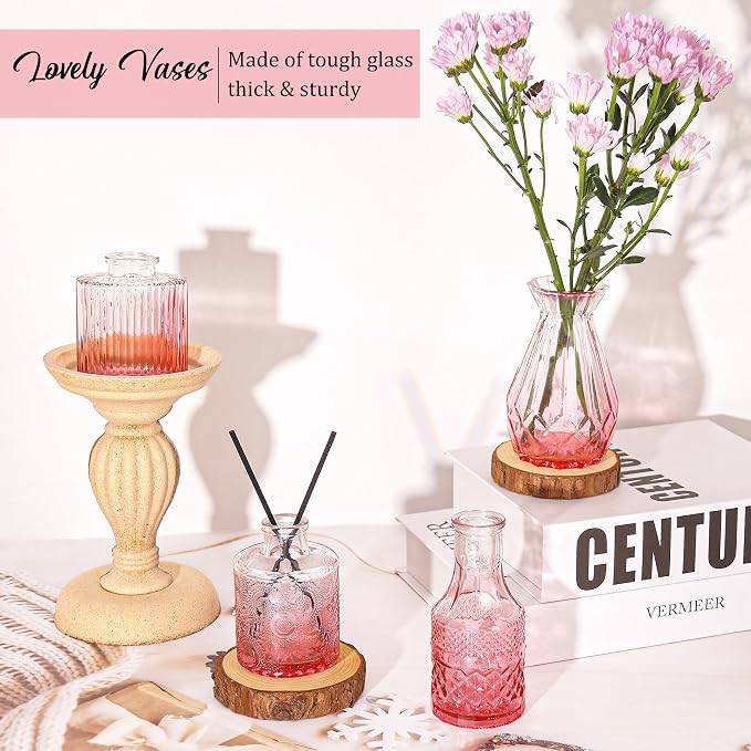 36Pcs Valentine's Day Bud Vases Set Small Vintage Glass Bottles Pink Bud Vases - Image 6