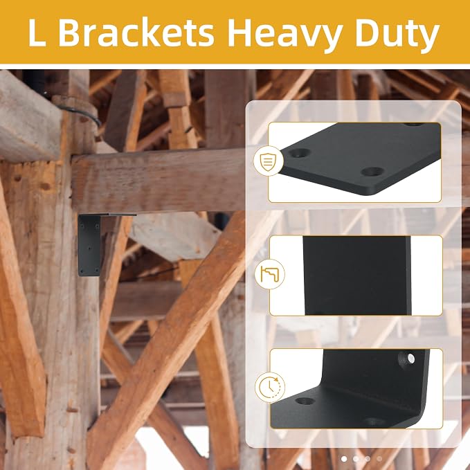 8-Pack 6" x 6" x 2⅜" L Right Angle Bracket, Heavy Duty Corner Bracket | - Image 7