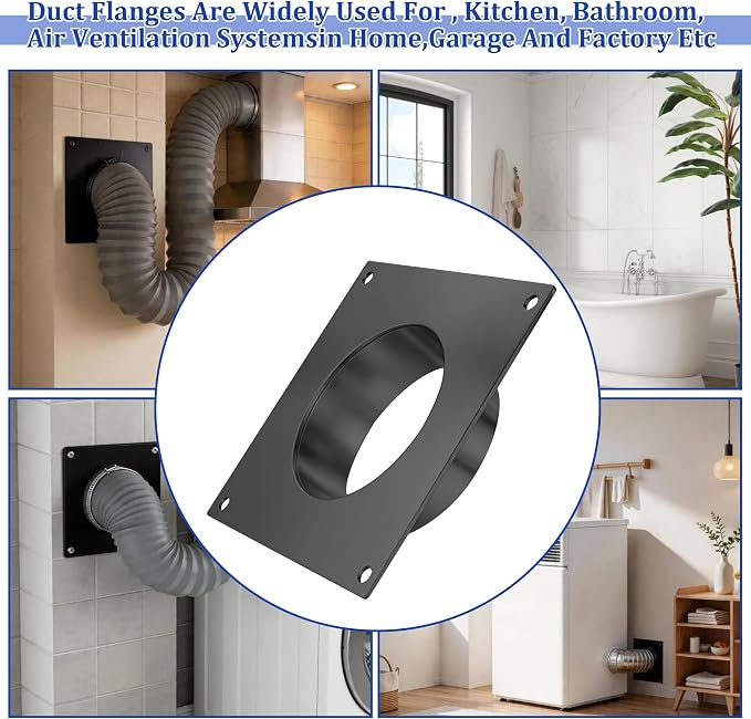 6 Inch Duct Flange, Dryer Vent Wall Plate Adapter, Galvanized Steel Square Duct - Image 3