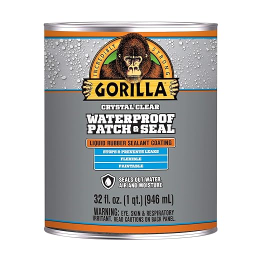 Gorilla Patch & Seal Liquid Rubber Waterproof Sealant, Crystal Clear, 32 Ounce by Gorilla