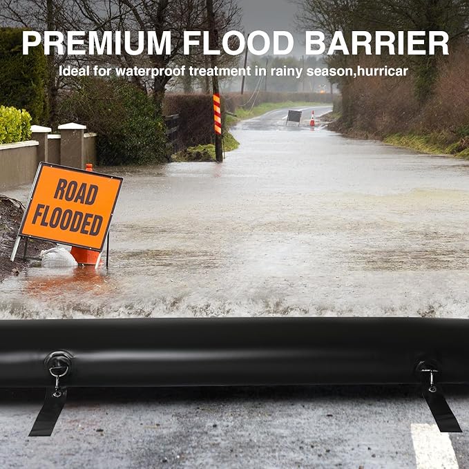 4 Pack 6 ft Flood Barrier for Home, Reusable Outdoor Water Barriers, Water - Image 3
