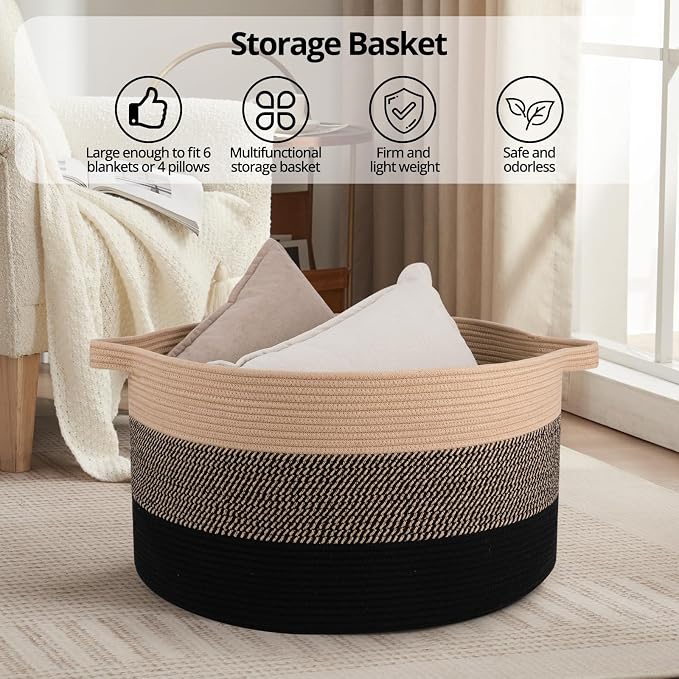 OIAHOMY 90L Extra Large Blanket Basket - Image 6
