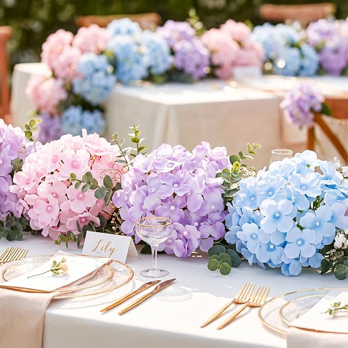 Auihiay 64Pcs Hydrangea Artificial Flowers Bulk, Faux Hydrangea Flowers | - Image 5