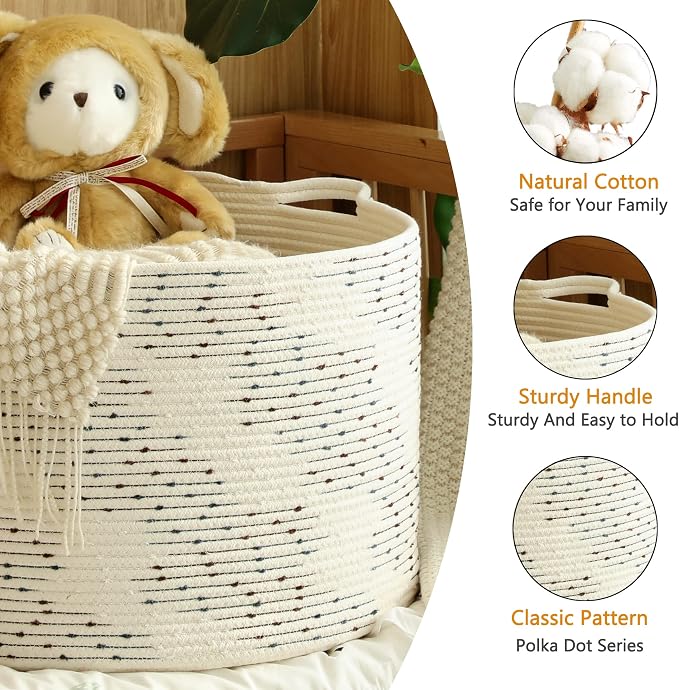 KAKAMAY Large Blanket Basket, Woven Baskets - Image 2