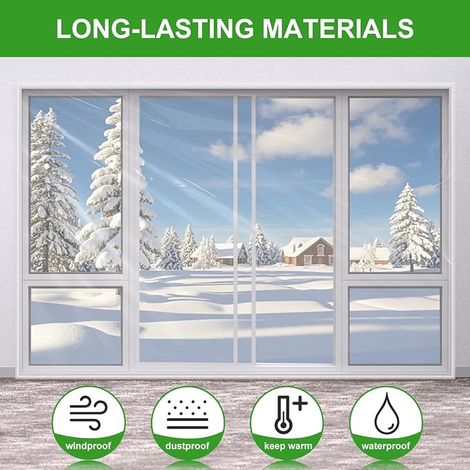 Window Insulation Kit for Winter, Plastic Window Covering 94 Inch Wide × 393 - Image 4