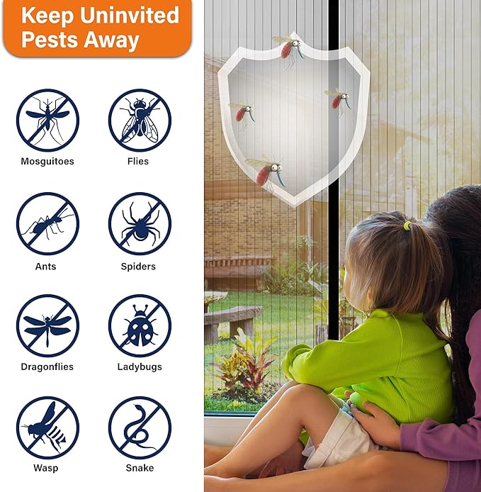 Magnetic Screen Door, Hook&Loop Pet Screen Door Fit Door Size 34" x 80" Heavy - Image 5