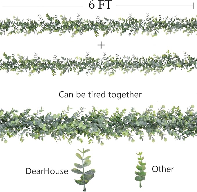 Faux Eucalyptus Garland Plant, 2 Pack Artificial Vines Hanging Eucalyptus - Image 2