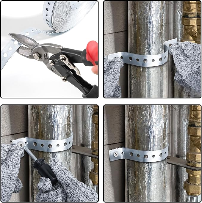 2 Pack Galvanized Metal Pipe Strap, 3/4 Inch x 100 Feet 24 Gauge Metal Strapping - Image 5