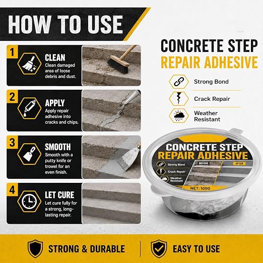 Concrete Step Repair Adhesive, Heavy Duty Concrete Crack Repair, Strong Bond - Image 6