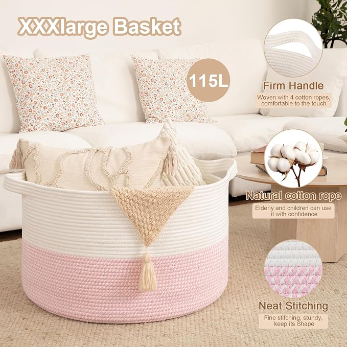OIAHOMY 115L Extra Large Blanket Basket - Image 4