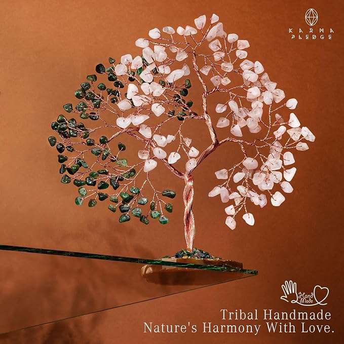 Handmade Healing Crystal Tree of Life Green Aventurine & Rose Quartz Chakra Tree - Image 6