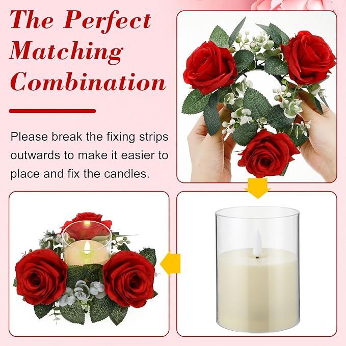 Yunlly 12 Pcs Rose Candle Rings - Image 5