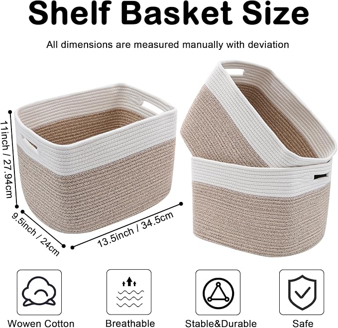 3 Pack Woven Baskets, Storage Baskets - Image 2