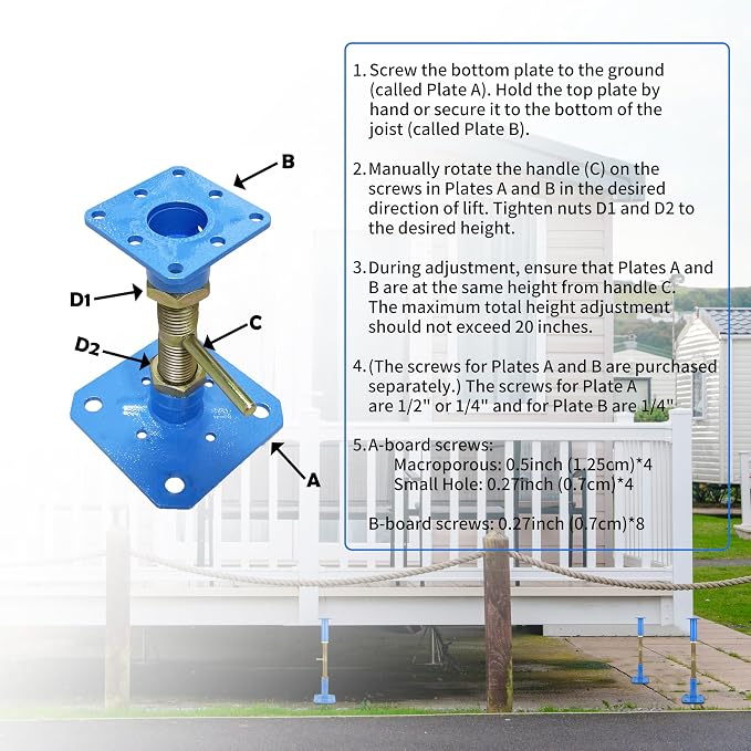 House Jacks for Leveling Permanent 6.5in Blue Carbon Steel House Floor Jack | - Image 3