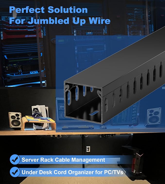 1.4"H x 1.6"W Cable Raceway, 12ft Under Desk Wire Management Channel, 4 Pack - Image 5