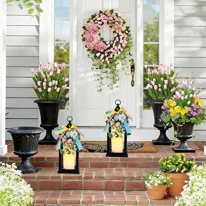 Easter Lanterns Decorative Indoor & Outdoor, 14 Inch Black Candle Lanterns - Image 6