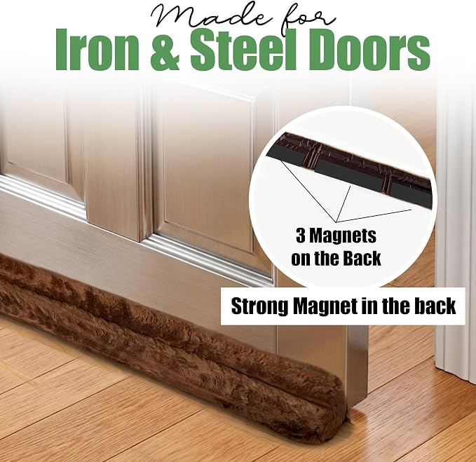 Evelots Magnetic Door Draft Stopper, 36-Inch Cold Air, Dust & Noise Blocker | - Image 3