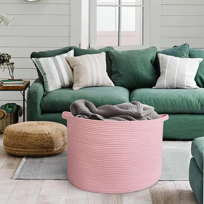 Extra Large Pink Basket, Blanket Storage - Image 5