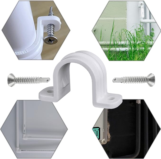 30 Set PVC Pipe Strap Clamps, SCH 3/4 in | Two Hole Plastic Pipe Clips - Image 6