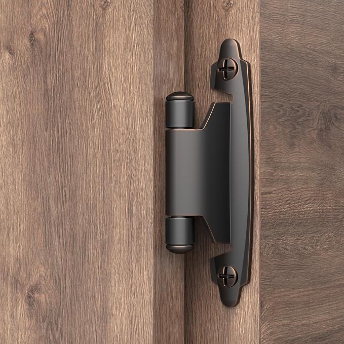 3/8 Inch Inset Cabinet Hinges, 5 Pairs Self Closing Flush Face Mount Hinges - Image 2