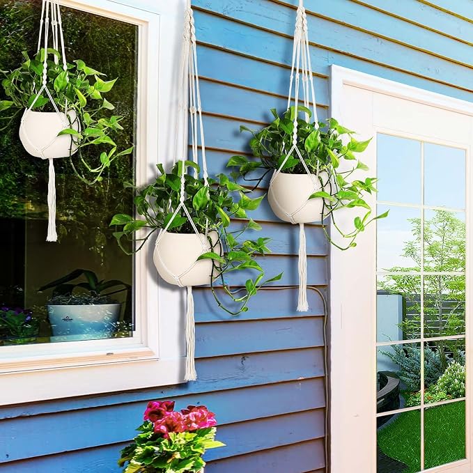 MIPON 3 Pack Macrame Plant Hangers, Hanging Planters - Image 7